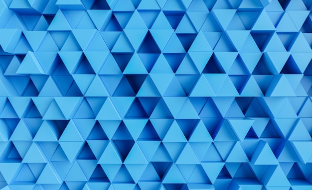 Foto fundo azul com renderização em 3d de triângulos