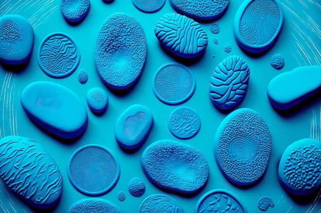 Fundo azul com textura de plasticina de pedras de impressão digital