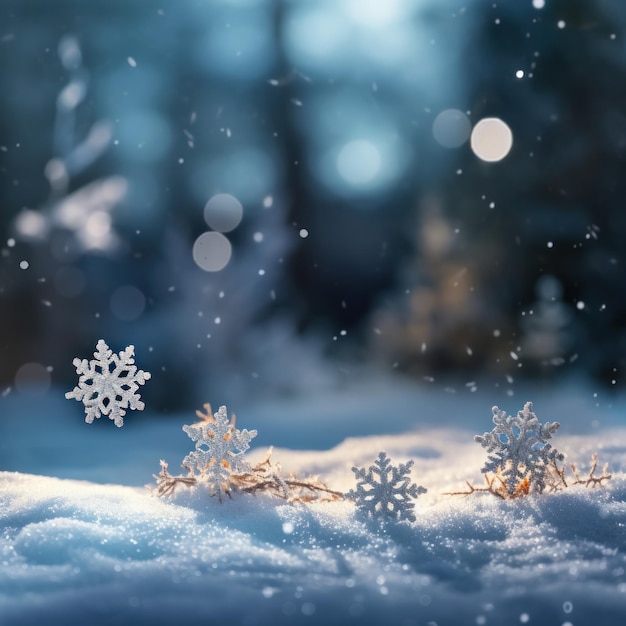 Fundo azul de Natal com flocos de neve