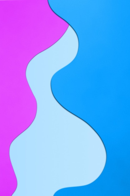 Fundo azul de papel com elementos azuis e roxos em forma