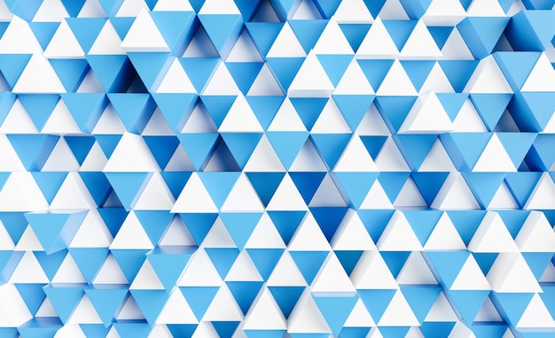 Foto fundo azul e branco com renderização em 3d de triângulos