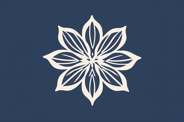 Fundo azul escuro silhueta de flor branca vetor design plano AI gerado