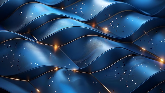 Fundo azul safiro abstrato com formas geométricas linhas onduladas e brilho metálico Conceito Fondo azul safiro Formas geométrica Linhas onduladas brilho metalico Arte abstrata