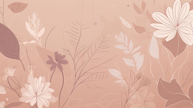 Fundo Bege Rosa Pastel com Padrão Floral Elegante Geração AI