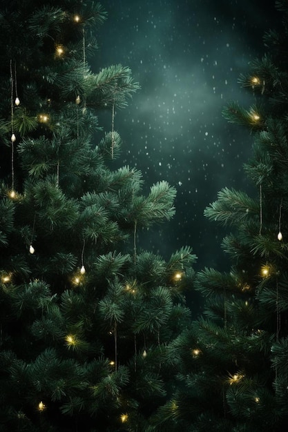 fundo belos ramos de árvores de Natal verdes e luzes de Natal