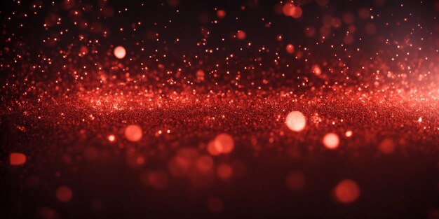 fundo bokeh abstrato de partículas de brilho vermelho