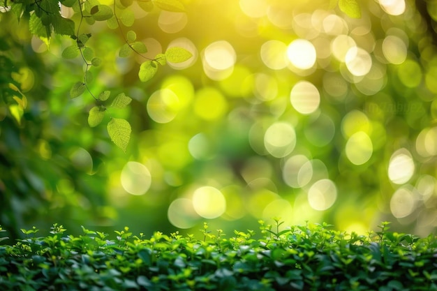 Fundo bokeh desfocado com textura verde sob a árvore