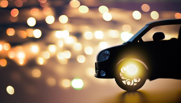 Foto fundo bokeh e ilustração de carro