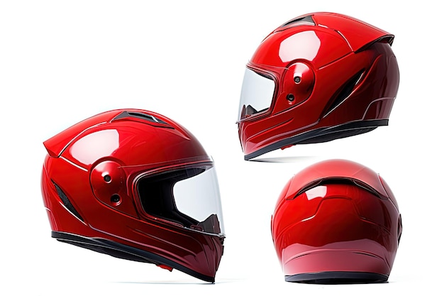 Fundo branco com capacete traseiro e lateral vermelho