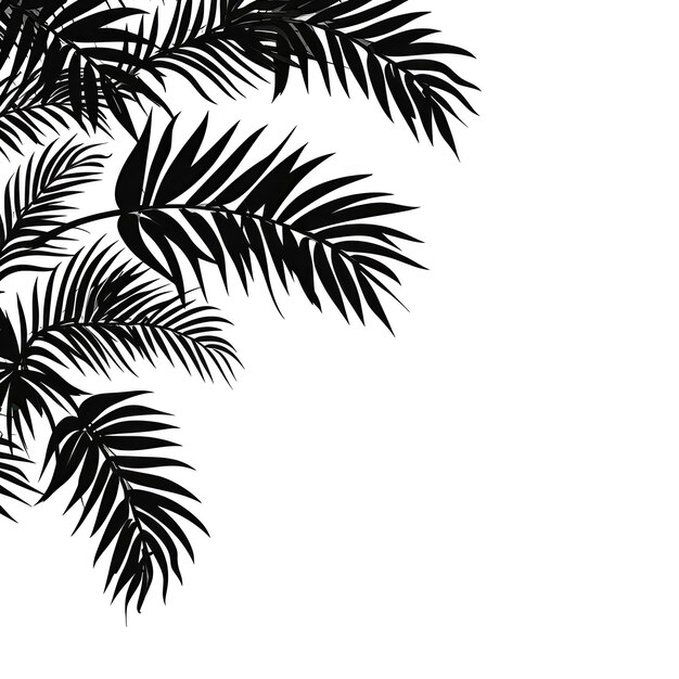 Fundo branco com contorno preto desenhando folhas de palmeira desenho animado 2D preto e branco IA generativa