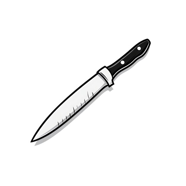 Fundo branco com contorno preto desenho sweet knife desenho animado 2d preto e branco ai generativa