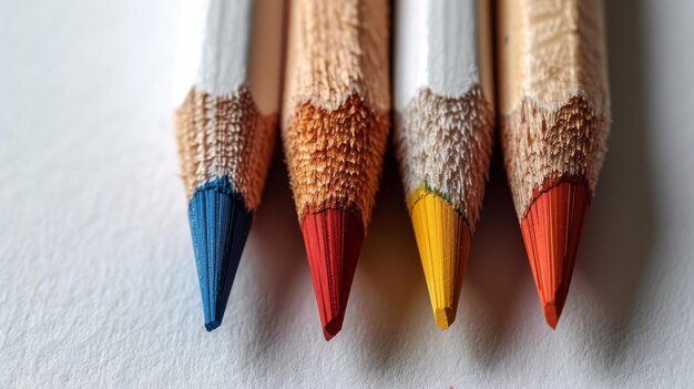 Fundo branco com lápis coloridos