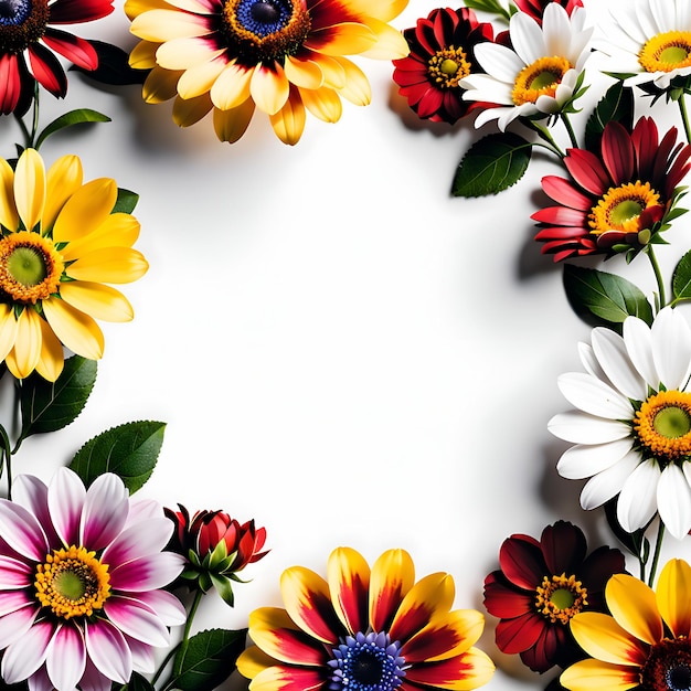 fundo branco com tema floral e espaço no meio para saudações ou produtos