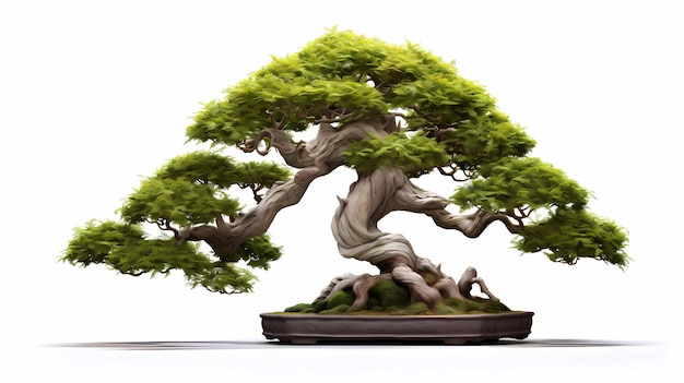 fundo branco de árvore de bonsai