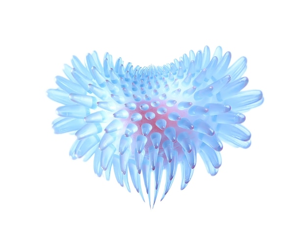 Fundo branco de coronavírus isolado, modelo de bactéria de molécula de vírus de micro objeto
