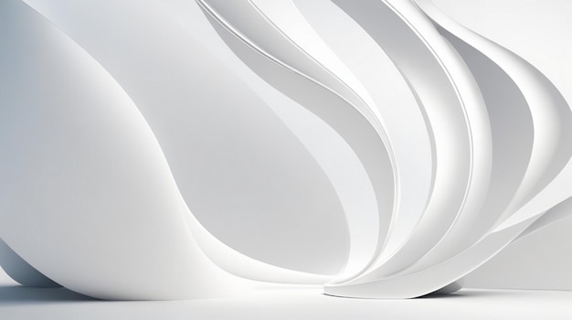 Fundo branco de luxo com curva 3d fundo branco claro generativo ai