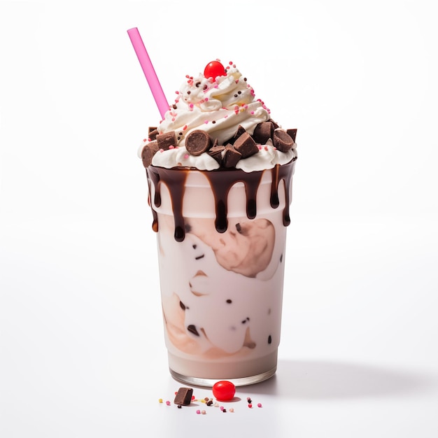 Foto fundo branco de milkshake