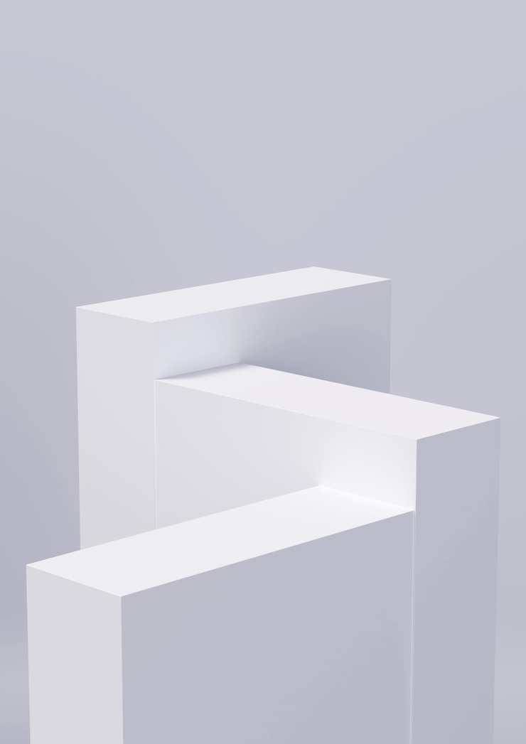Foto fundo branco limpo é uma linha nivelada para colocação de produto cena 3d