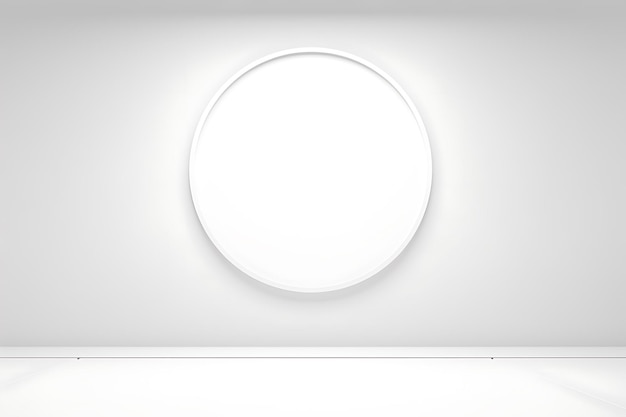 Fundo branco minimalista com círculo neumórfico