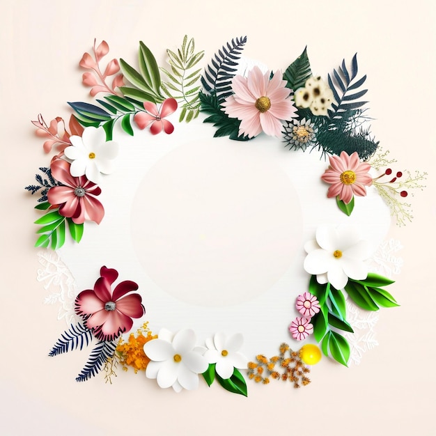 Fundo branco vista superior foto dia floral Generative Ai
