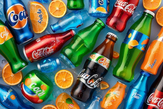 Foto fundo brancoas três bebidas populares produzidas pela coca-cola