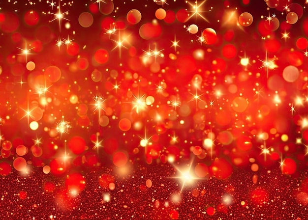 Fundo brilhante vermelho brilhante e elegante com estrelas para o Natal Generative AI
