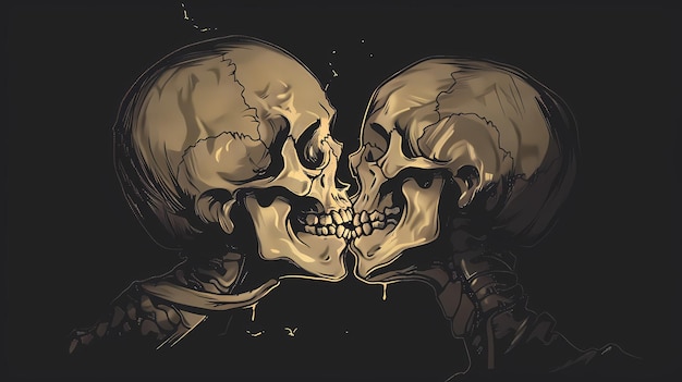 fundo caveira beijando ilustração de arte