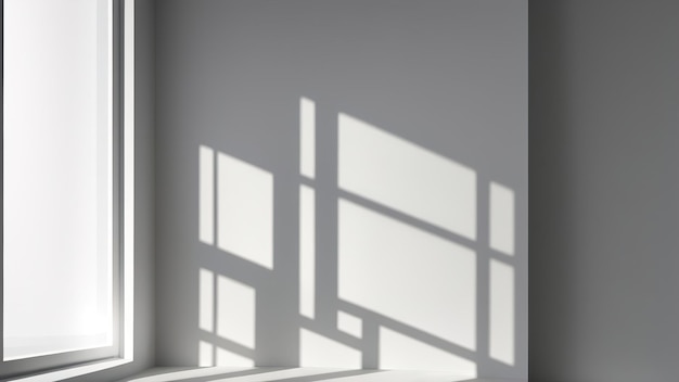 Fundo cinza para apresentação do produto com sombra e luz das janelas