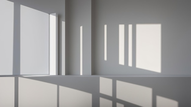 Fundo cinza para apresentação do produto com sombra e luz das janelas