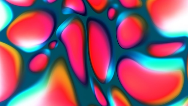 Foto fundo colorido abstrato com bolhas vermelhas deformadas