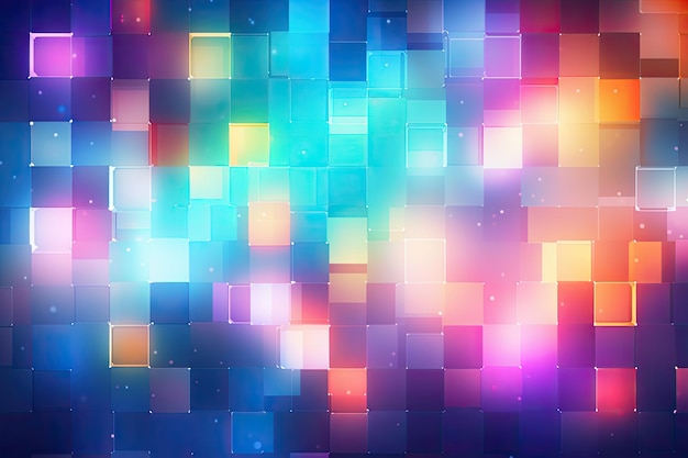 fundo colorido abstrato com ilustração de quadrados e luzes para o seu design Fundo abstrato com luzes coloridas e quadrados gerados por IA