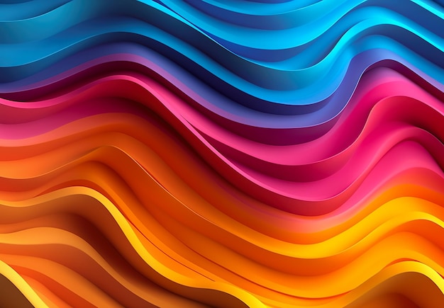Fundo colorido abstrato com linhas suaves em ilustração ondulada futurista de movimento