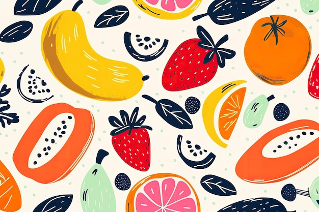 Fundo colorido com frutas Ilustração de verão