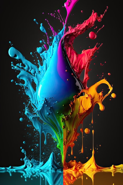 Foto fundo colorido da cor do óleo de respingo feito por inteligência aiartificial