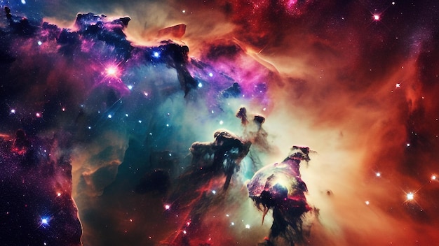 Foto fundo colorido da nebulosa do espaço da imagem