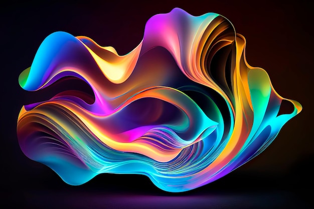 Fundo colorido de onda curvada de néon Generative AI