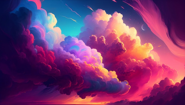 Fundo colorido do papel de parede da nuvem do céu futurista
