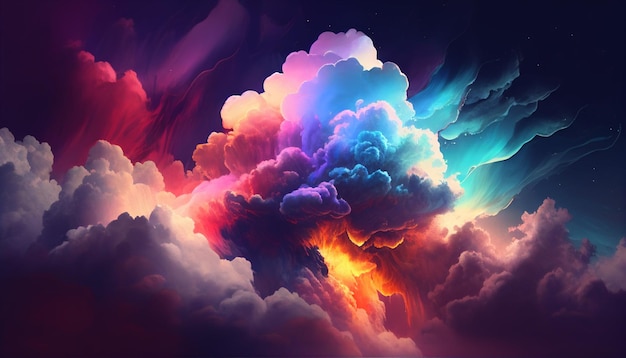 Fundo colorido do papel de parede da nuvem do céu futurista