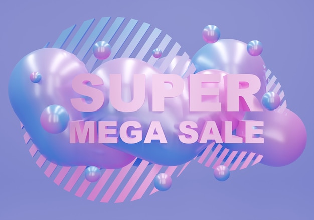 Fundo colorido super mega venda. Renderização 3d