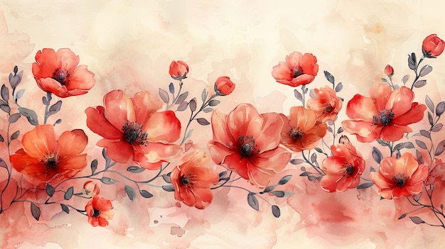 Fundo com flores aquareladas