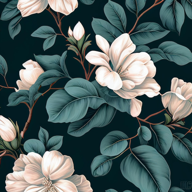 Fundo com flores brancas Generative AI