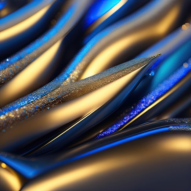 Fundo com fogos de artifício abstratos de brilho dourado e azul