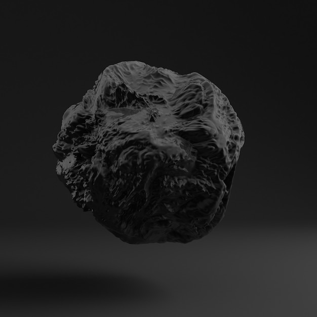 Fundo com forma, textura preta. Ilustração 3D, renderização em 3D.