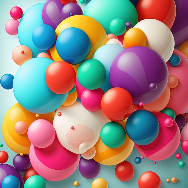Fundo com um grupo de balões coloridos. ilustração digital