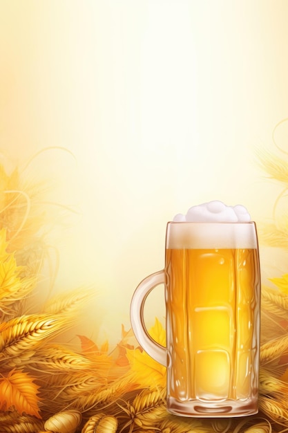 fundo comercial fotorrealista para cerveja um copo grande com uma cerveja