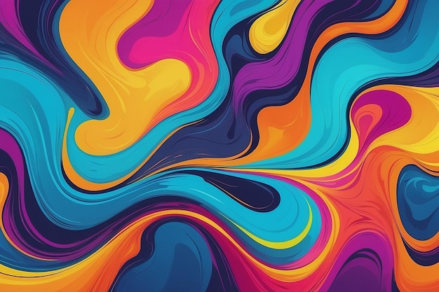 Fundo Cores brilhantes Tinta fluindo em redemoinhos Ilustração abstrata