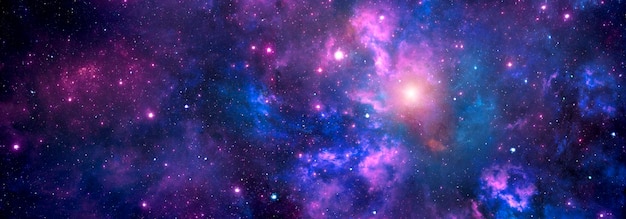 Fundo cósmico brilhante com nebulosa do espaço profundo e o brilho das estrelas