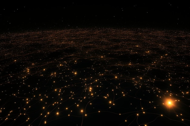 Foto fundo cósmico de luzes laser castanhas e douradas
