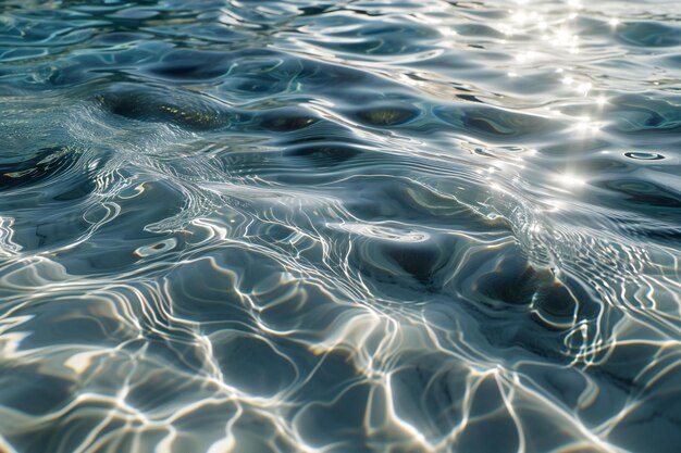 Foto fundo da água na piscina com raios de sol textura