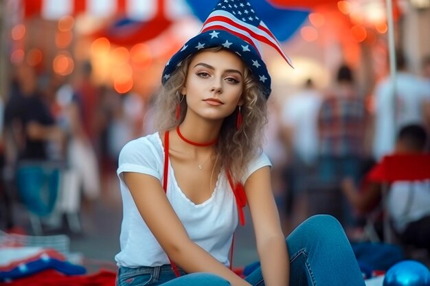 Foto fundo da bandeira americana acenando com ia colorida gerada